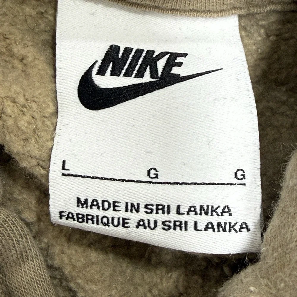 Nike Sweater Mens Size Large Beige Sand Tan Swoosh Pullover Hoodie Sweatshirt